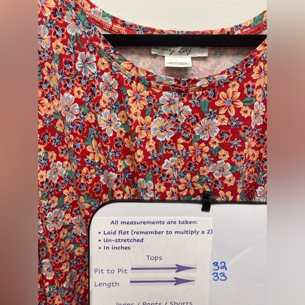 Penningtons In Every Story Red Poppy / Floral Top Size 4x - Picture 6 of 6